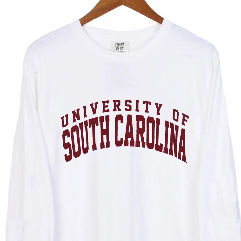 University of South Carolina Comfort Colors White Cropped Long Sleeve Top